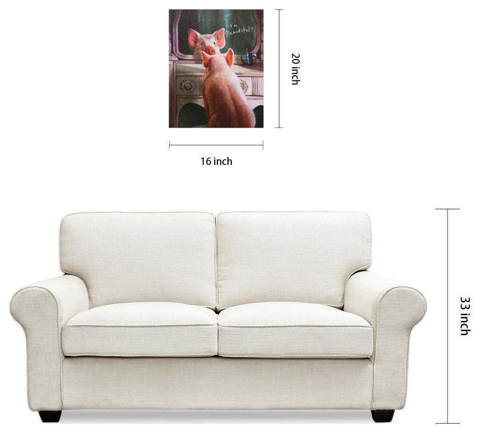 "Affirmation Iii" Pig Pet Wall Art Graphic Art Print on Wrapped Canvas