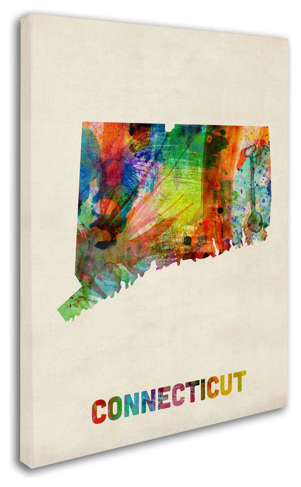 'Connecticut Map' Canvas Art by Michael Tompsett