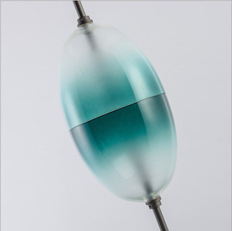 Blue/White Drop-shaped Glass LED Hanging Lamp for Kitchen Island, Blue, E