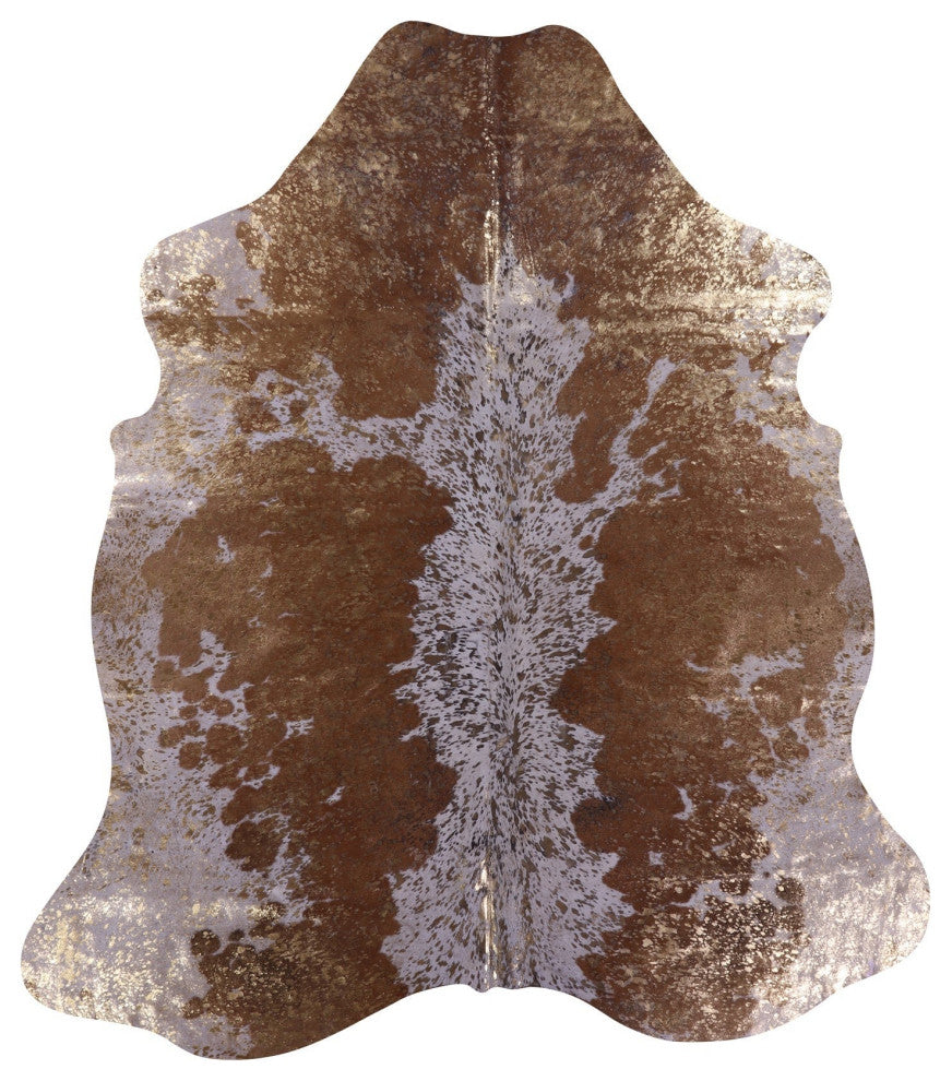 Gold Metallic Cowhide Rug 7' 0" X 6' 3" C2114
