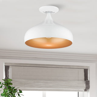Livex Lighting 1 Light Shiny White Sem-Flush Mount
