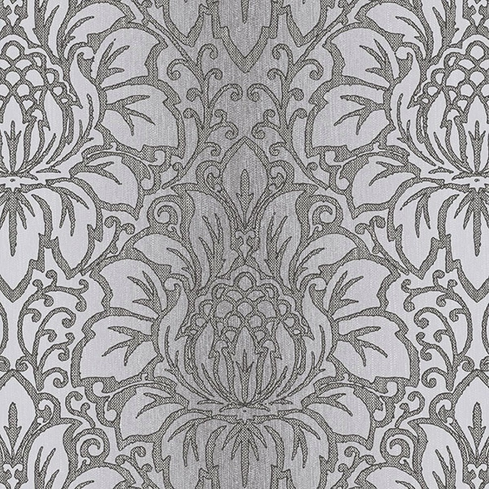 Texture Style 2, Modern Damask Faux Gray Wallpaper Roll