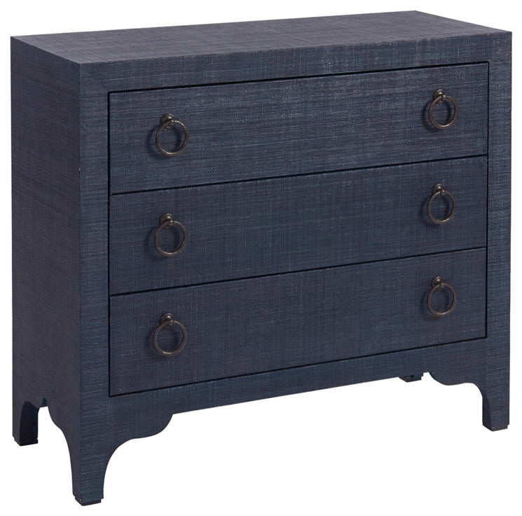 Front-facing product shot on a uniform white background showing the entire dresser with hardware.