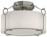 Bow Medium Semi-Flush, Sterling, Opal Glass