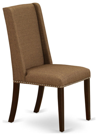 5Pc Dining Set - 4 Padded Chair, Wood Table Solid Wood Frame, Mahogany Finish