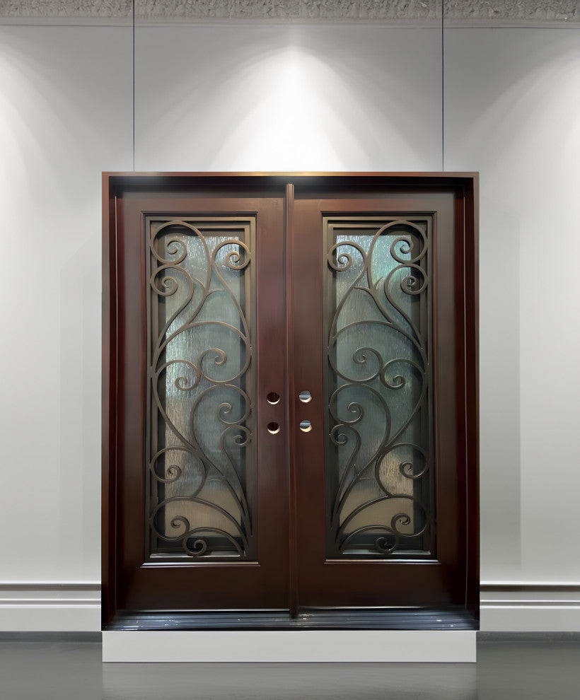 Exterior Front Entry Composite Double Door FRC08, 72"x80", Right Opening Inward