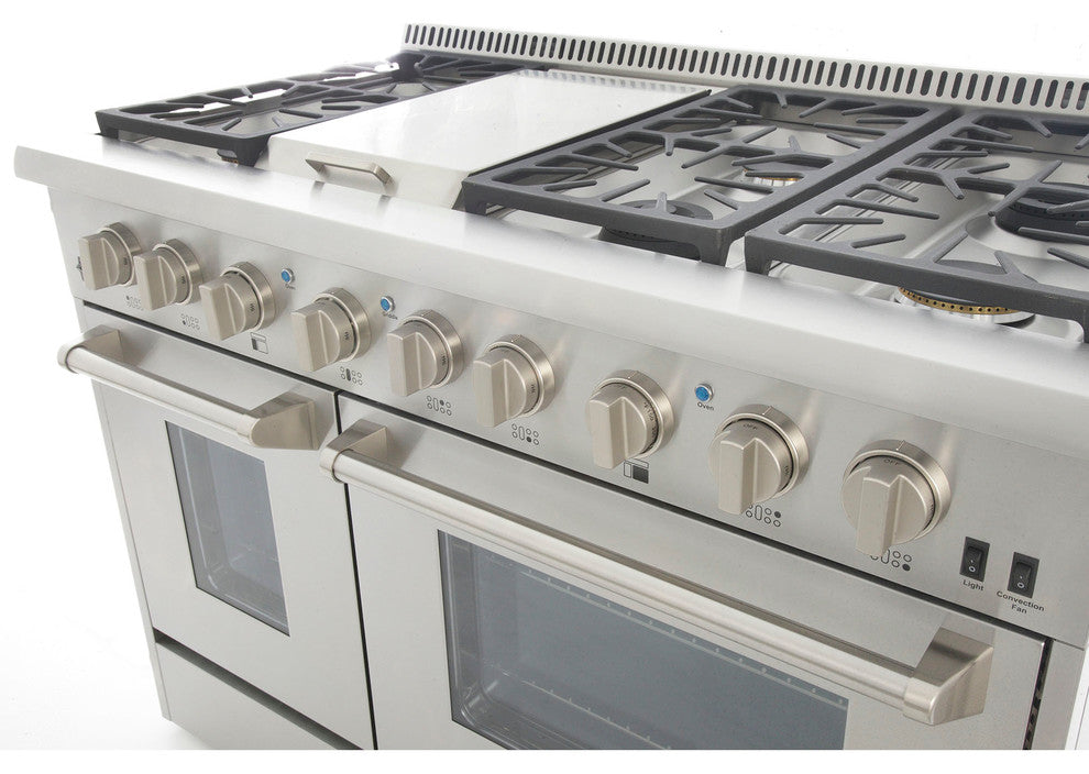 KUCHT Pro Style 48" Dual-Fuel Range, Stainless Steel, Classic Silver, Natural Gas