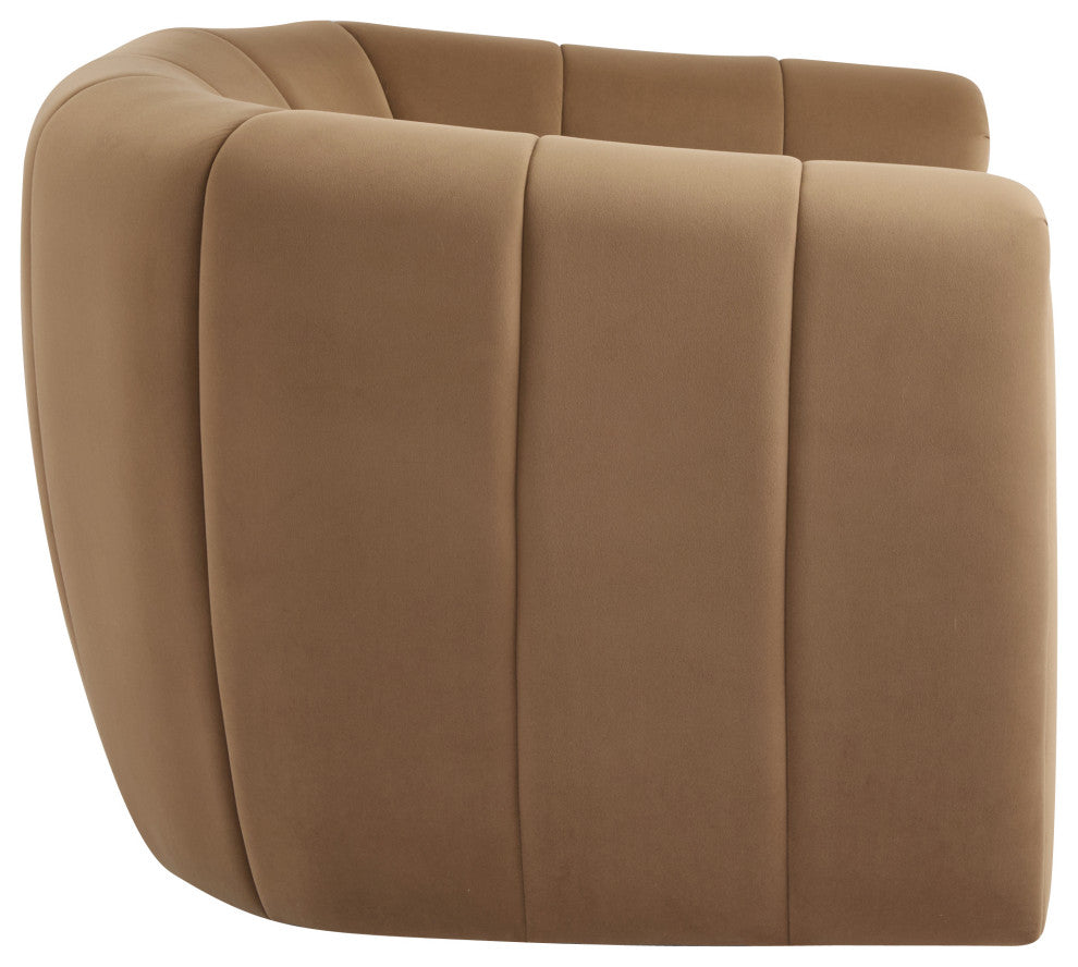 GDF Studio 360Â° Modern Swivel Club Chair, Metal Base, Velvet/Camel
