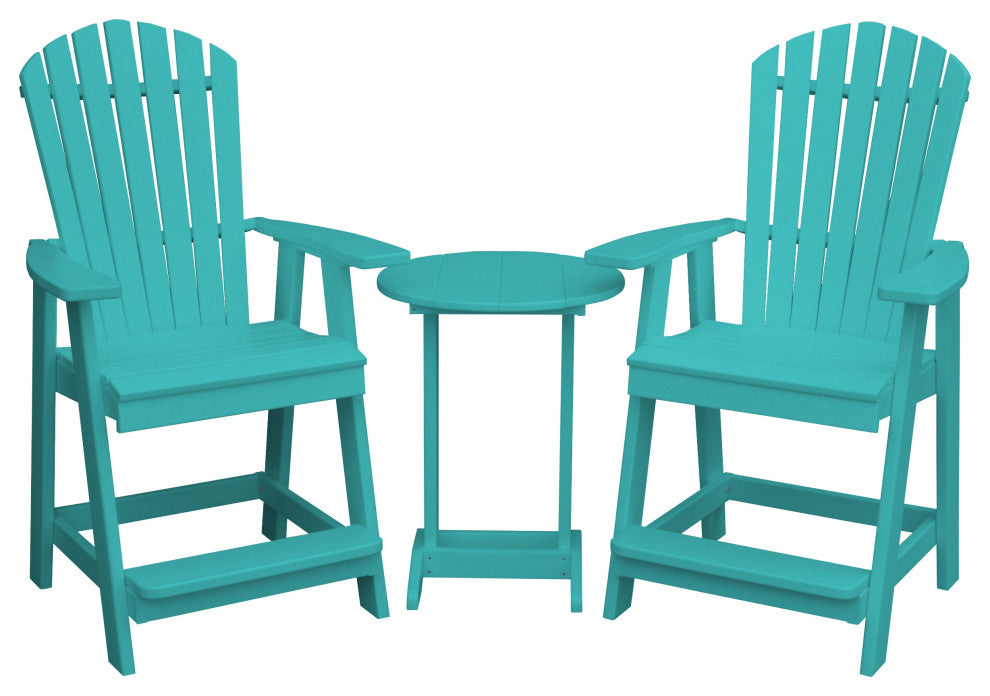Poly Lumber Adirondack Chair with Arms, Aruba Blue, Counter Height