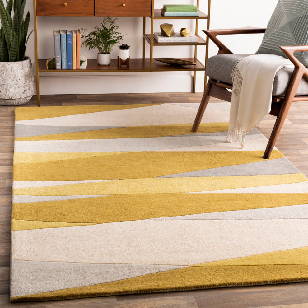 Surya Forum FM-7203 Modern Area Rug, Cream, 12'' x 15'' Rectangle