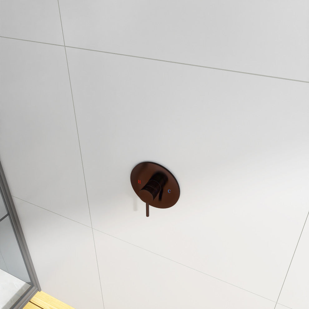 Wall Mount Shower Faucet With Rough-In Valve, Brown