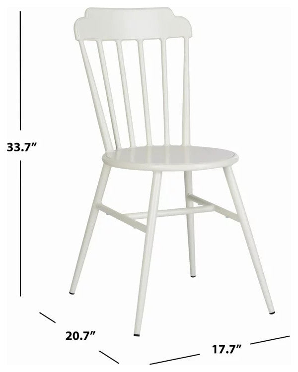 2 Pack Indoor Outdoor Dining Side Chair, Armless Seat & Slat Back, Matte White