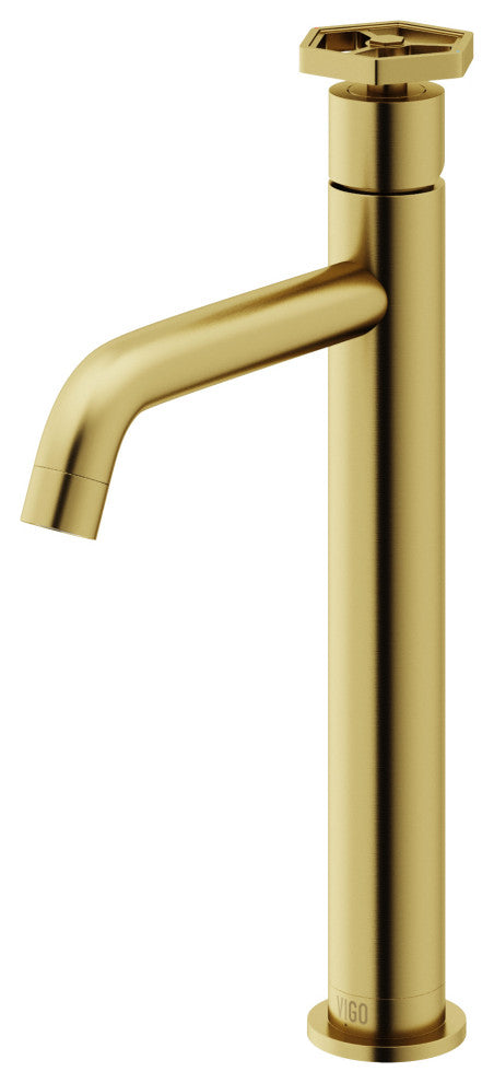 VIGO Ruxton 12" H Single Handle Single Hole Bathroom Vessel Faucet, Matte Brushed Gold