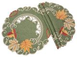 Delicate Leaves Embroidered Cutwork Fall Doilies, 16", Set of 4