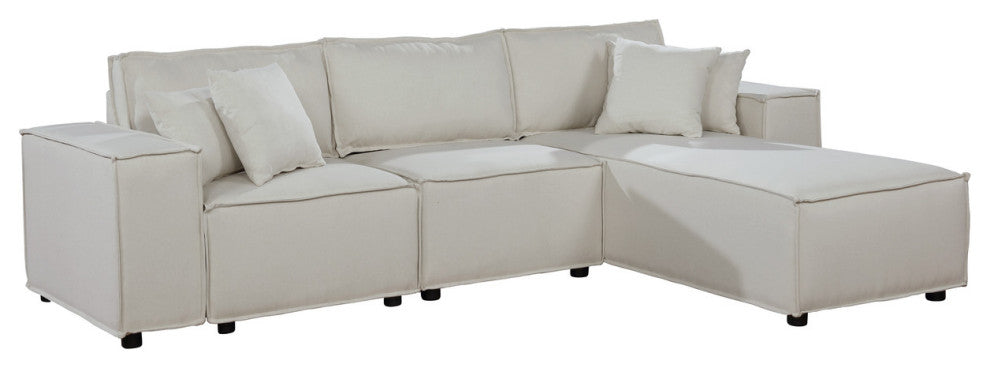 Lilola Home Harvey Sofa With Reversible Chaise, Beige Linen