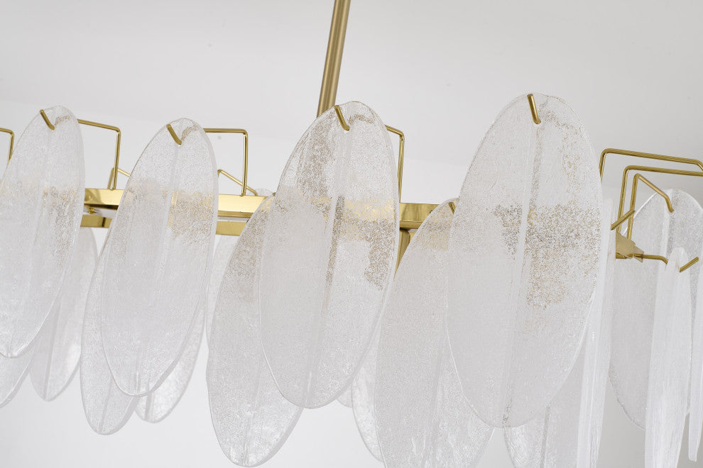 8-Light Brass Chandelier With Frosted Glass