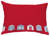 Beach Huts 14"x20" Nautical Decorative Outdoor Pillow, Red