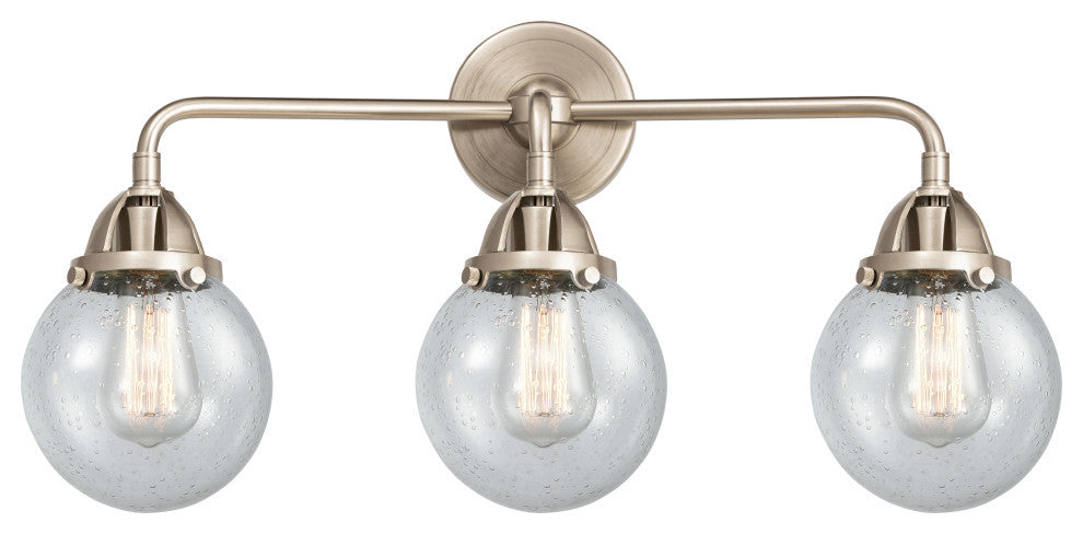Beacon Bath Vanity Light, Brushed Satin Nickel, Seedy, Seedy