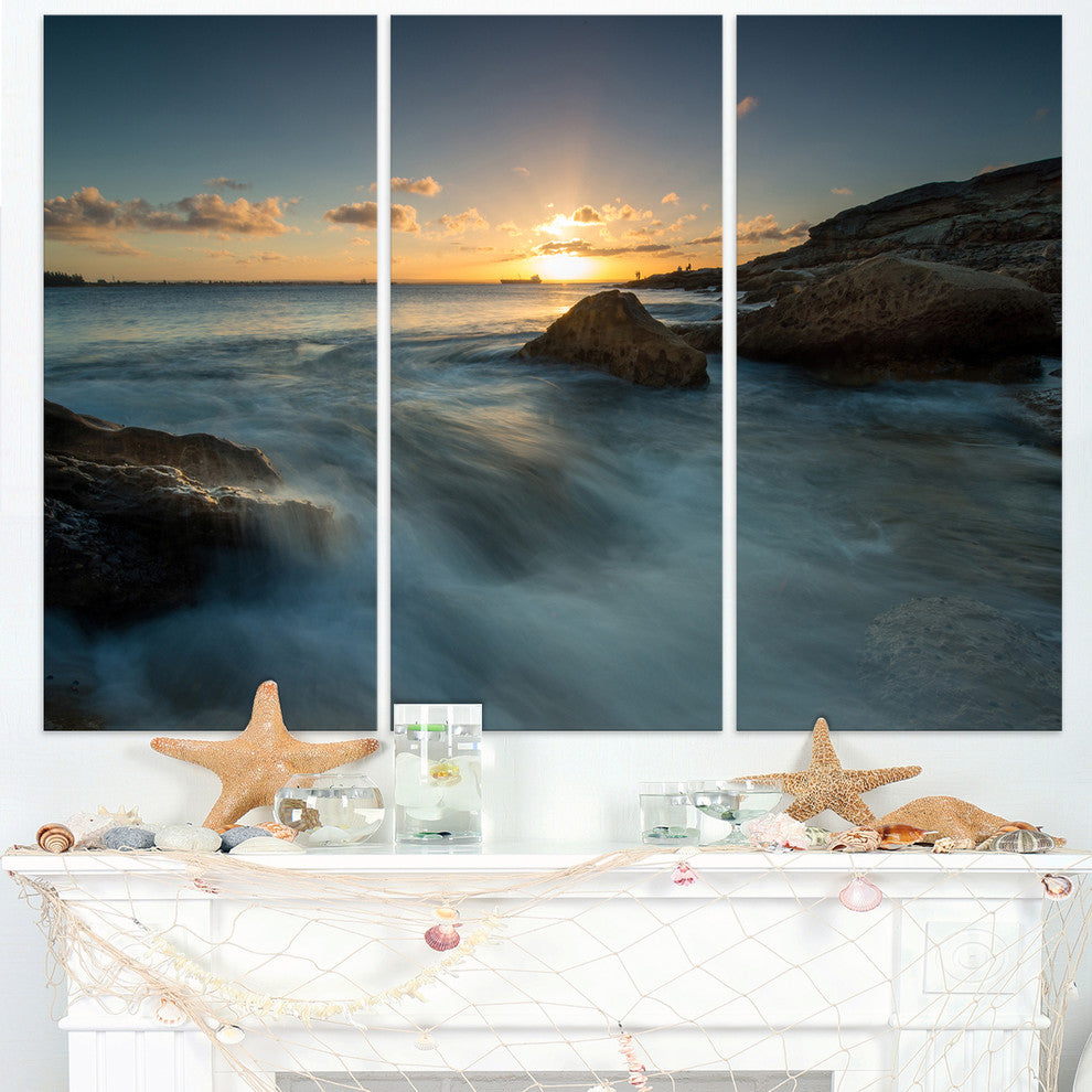 "Sydney Seashore at Sunset" Canvas Wall Art, 3 Panels, 36"x28"
