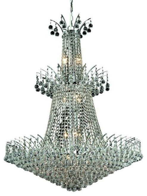 Elegant Victoria Foyer Hall Light, Chrome Finish With Royal Cut Crystal