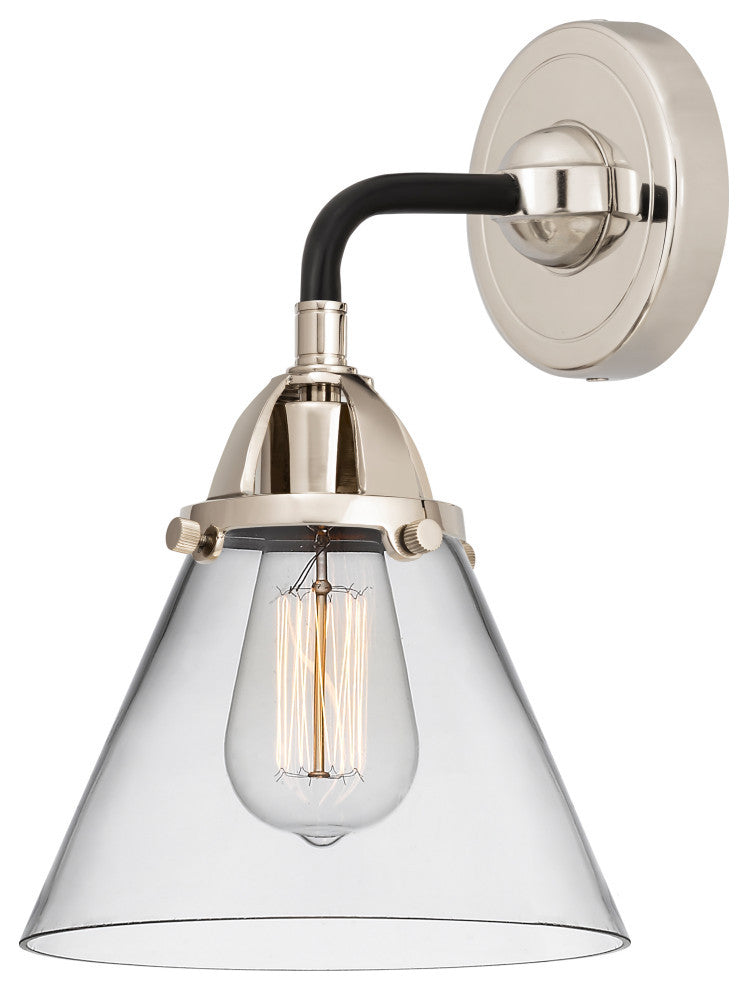 Large Cone Sconce, Black Polished Nickel, Clear, Clear