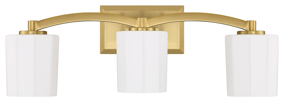 Whitney 3-Light Bathroom Vanity Light, Matte Black, Warm Brass