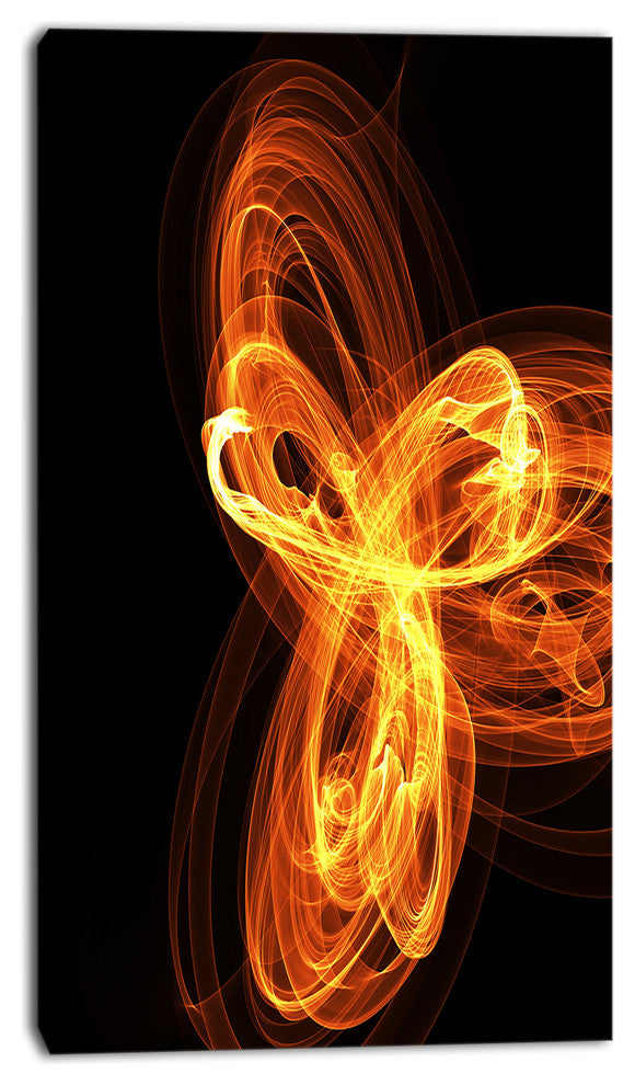 Fractal Fire Pattern Painted in Air, Large Abstract Canvas Wall Art, 16"x32"