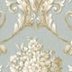 Classic Silks 2, Damask Stripes Silk Emboss Green, White Wallpaper Sample