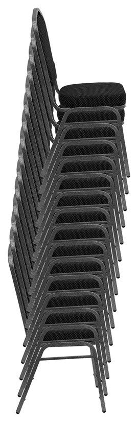 Hercules Series Crown Back Stacking Banquet Chair, Gray Fabric, Black Frame