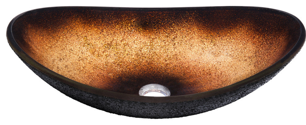 Novatto Rena Oval Glass Vessel Bathroom Sink Set, Matte Black
