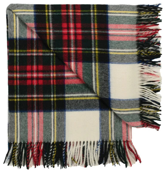 Prince of Scots Highland Tartan Tweed Merino Wool Throw, Dress Stewart