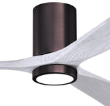 Irene-3HLK  3-Blade Flush Mount Ceiling Fan, Integrated LED, Brushed Bronze/Matte White, 52