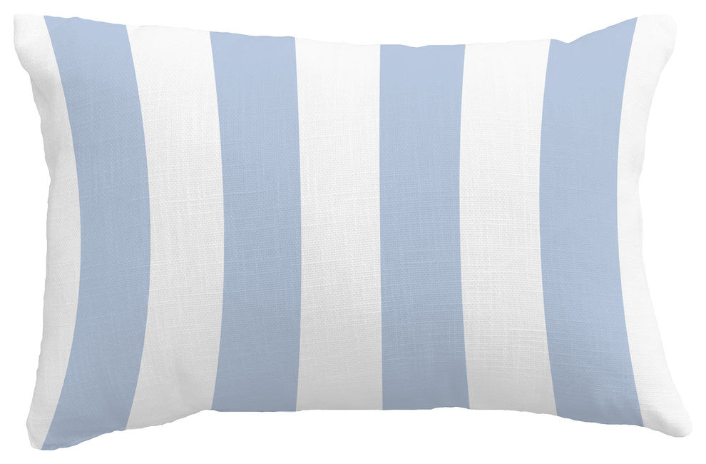 Rugby Stripe Stripe Print Throw Pillow With Linen Texture, Blue, 14"x20"