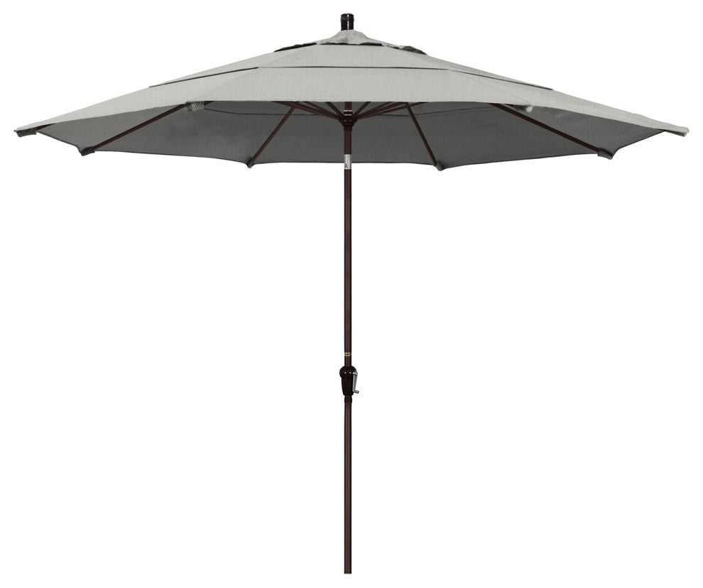 11' Bronze Auto-Tilt Crank Lift Aluminum Umbrella, Sunbrella, Granite