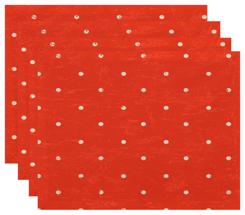 18"x14" Dorothy Dot, Geometric Print Pacemat, Orange, Set of 4