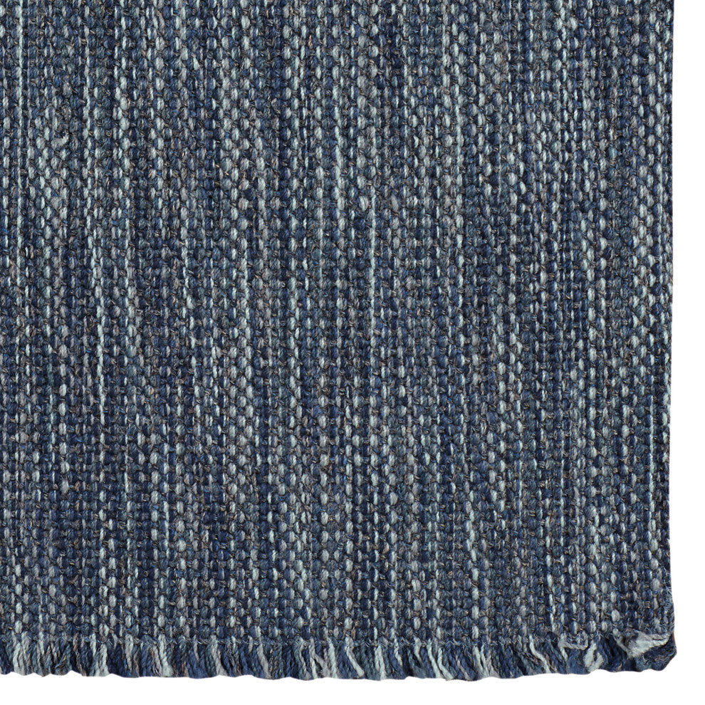 Coastal Flat Woven Area Rug, China Blue, Vertical Stripe Rectangle, 11'x8'