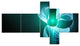 Blue Flower Fractal Illustration, Abstract Canvas Art Print, 60"x32", 5 panels