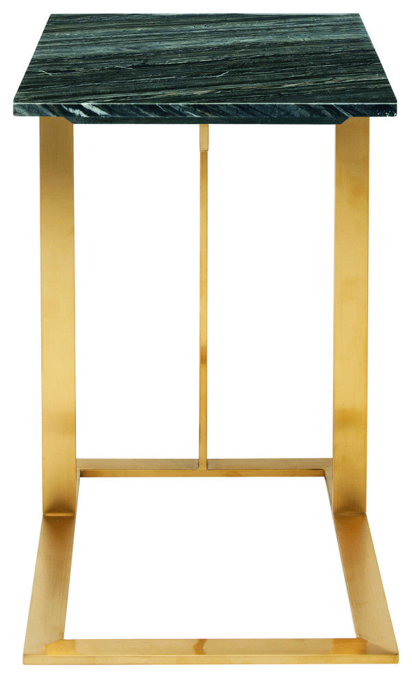 Dell Side Table in Black Wood Vein Marble and Brushed Gold Stainless Steel
