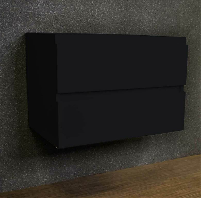 Salt 18Dx24" Floating Bathroom Vanity, Glossy Black, Cabinet Only