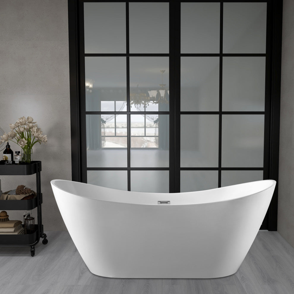 Vanity Art 71" Freestanding Acrylic Soaking Bathtub