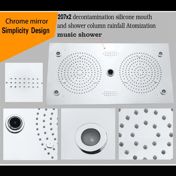 Thermostatic Recessed Ceiling Mount Led Rainfall Shower System, E Gun Gray