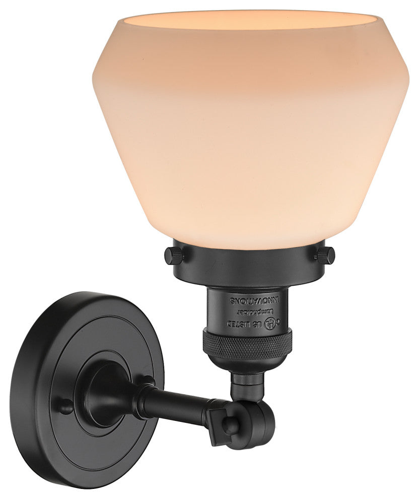 Fulton 1-Light Sconce, Matte White Cased Glass, Matte Black