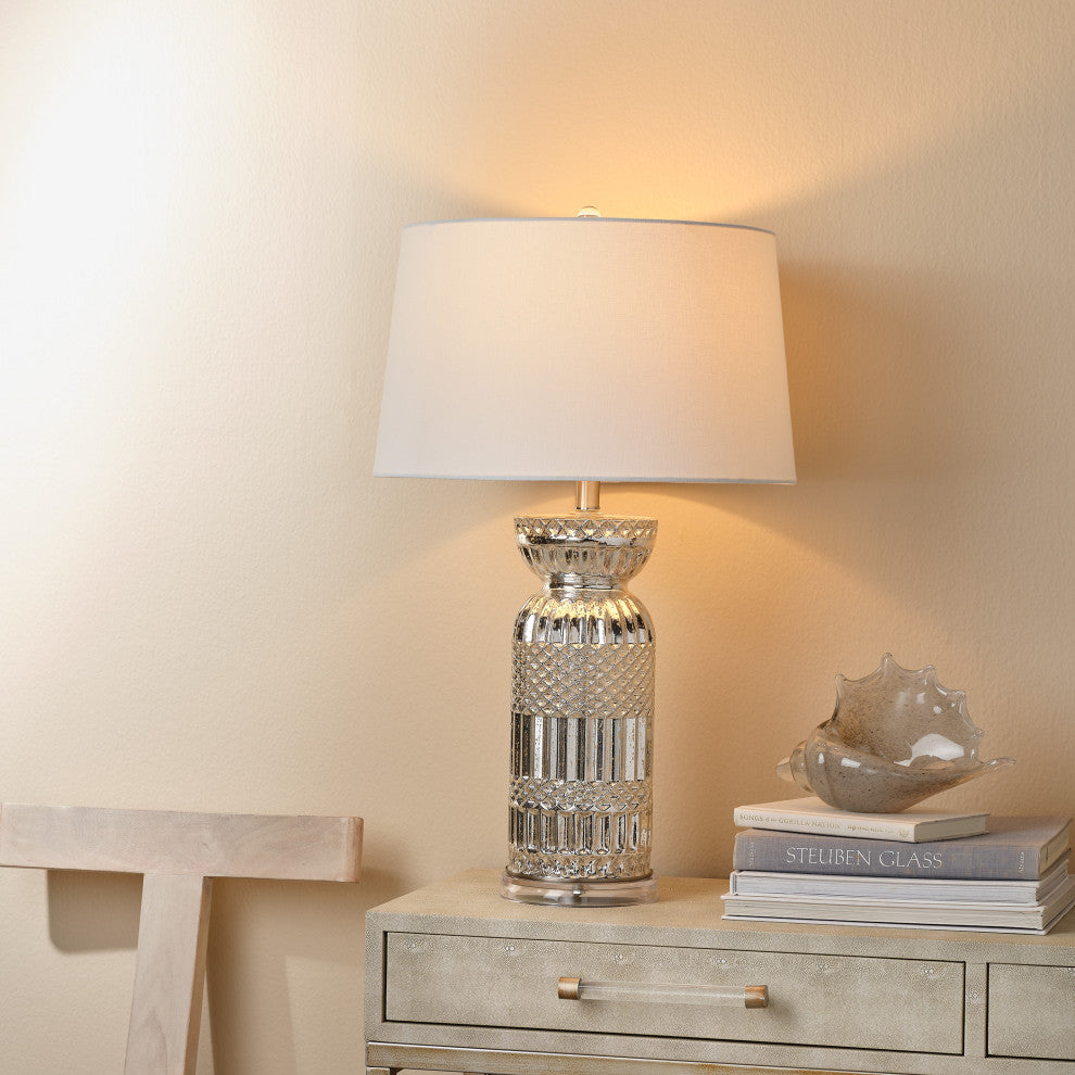 Isla Glass Table Lamp, Silver