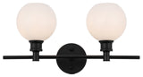 Collier 2 Light Wall Sconce in Black & Frosted White Glass