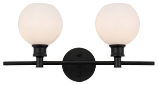 Collier 2 Light Wall Sconce in Black & Frosted White Glass