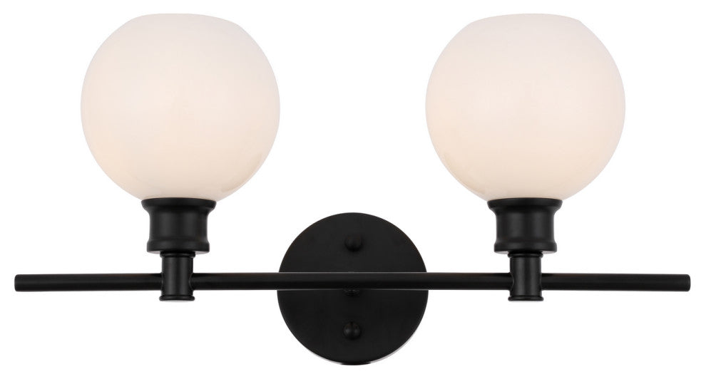 Collier 2 Light Wall Sconce in Black & Frosted White Glass