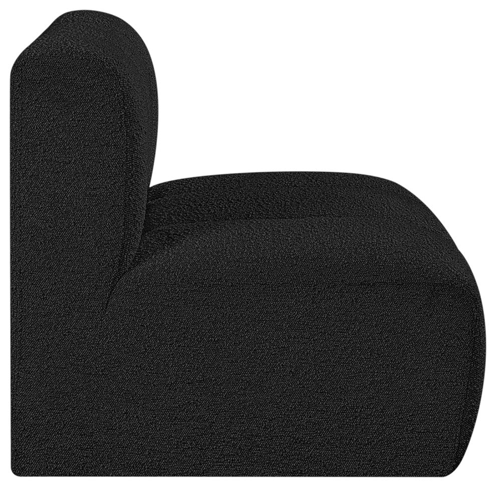 Arc Upholstered Modular Component, Black, 1-Piece: Straight Chair, Boucle Fabric