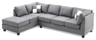 Glory Furniture Malone Microsuede Sectional in Gray