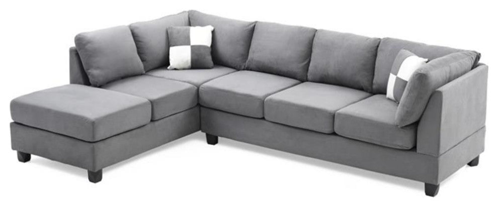Glory Furniture Malone Microsuede Sectional in Gray