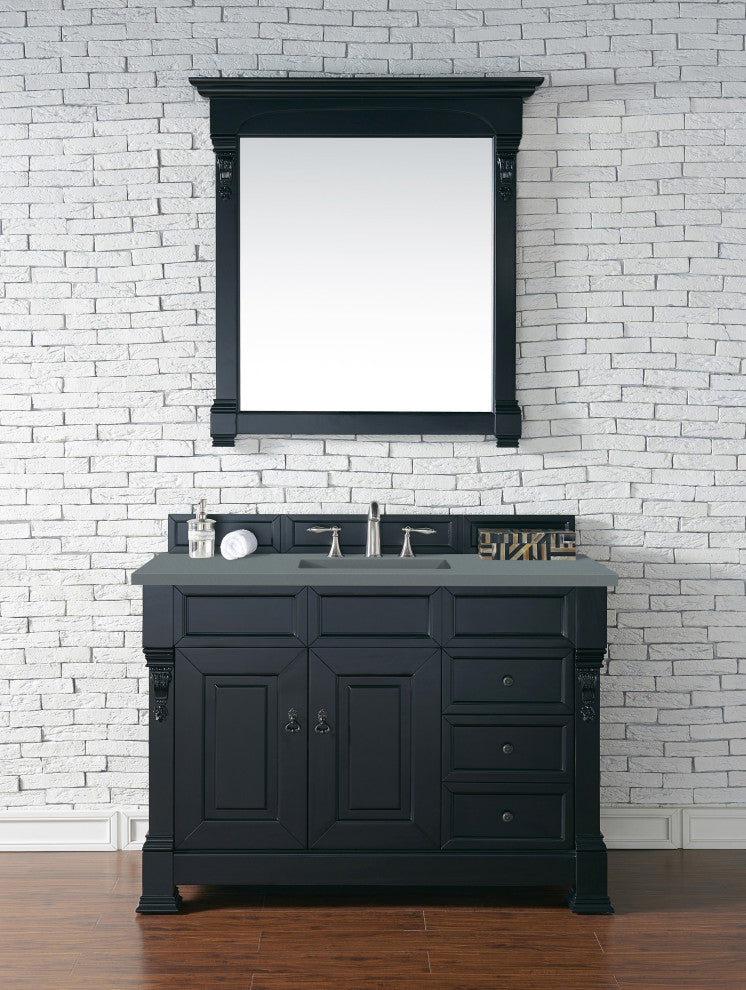James Martin 147-114-5236-3CBL 48" Antique Black Vanity w/ Cala Blue Quartz Top